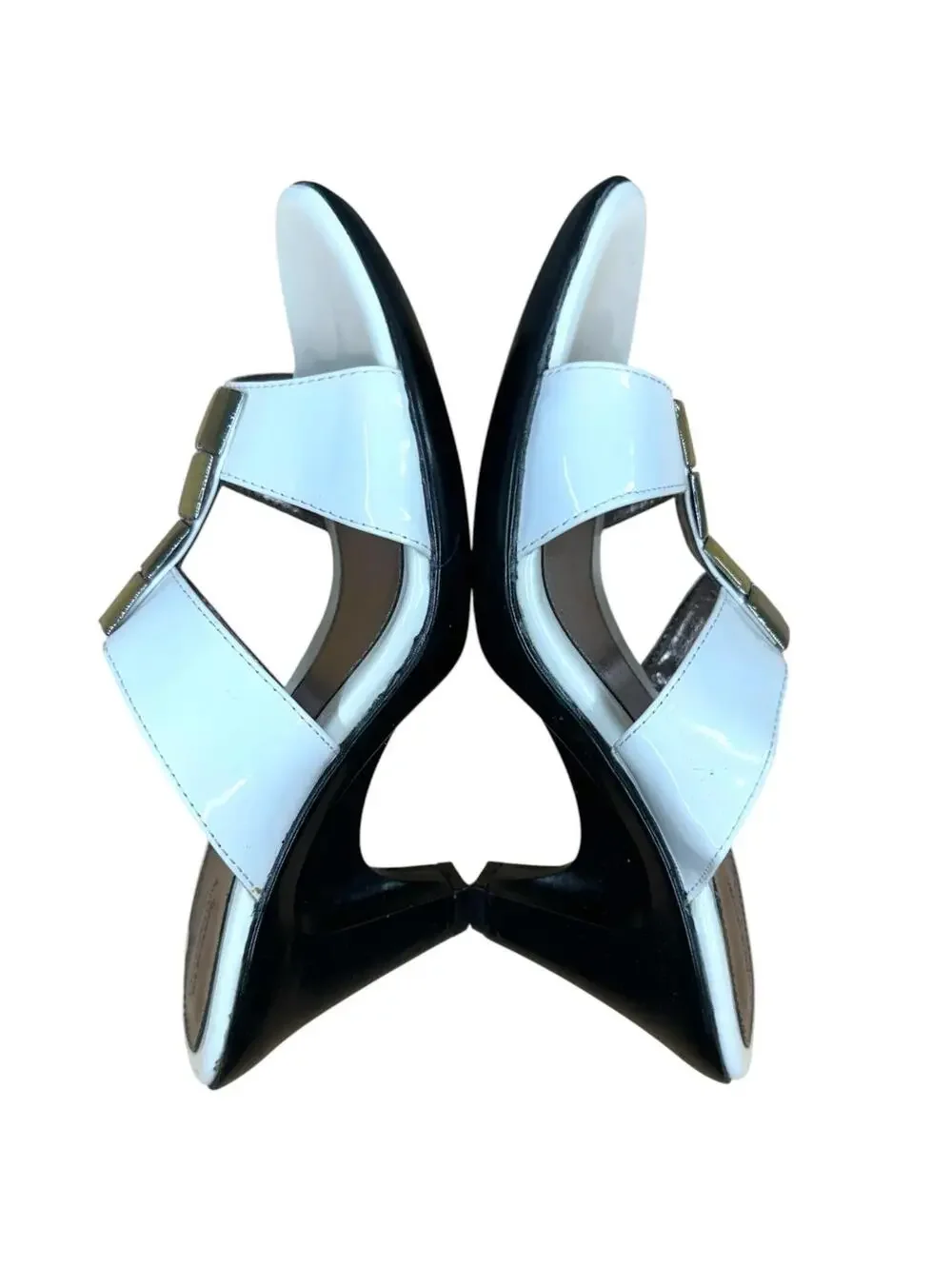 Croft & Barrow White Patent Gold‎ Tile Wedge Sandals